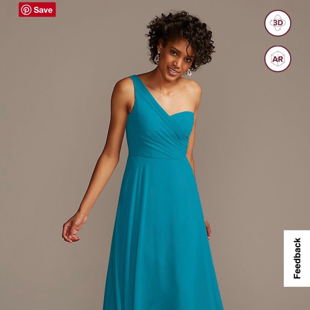 David’s Bridal One-Shoulder Full Skirt Bridesmaid Dress in Oasis Size 16